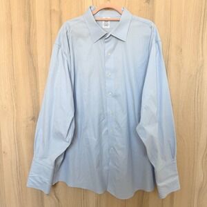 Brooks Brothers Mens Shirt 18-34 Blue Regular Fit Non Iron Stretch Formal Office